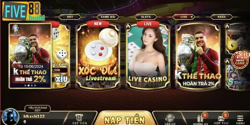 Các sản phẩm cá cược thú vị tại Casino Live Five88