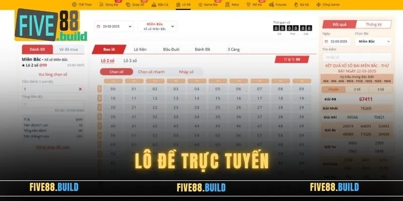 Các hạng mục lô đề hấp dẫn tại Five88