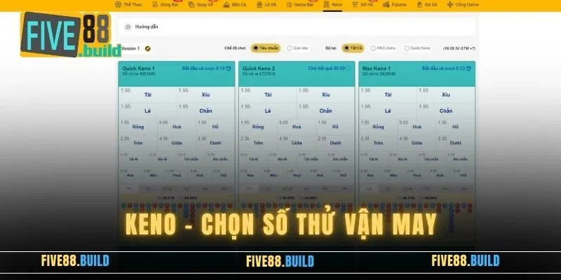 2 phiên bản Keno hot tại Five88