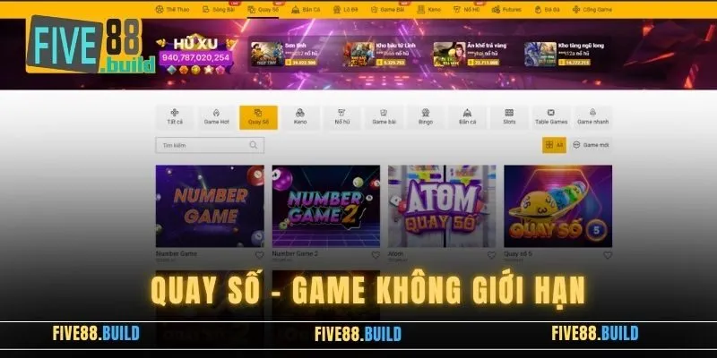 Các sản phẩm quay số Five88 tuyệt vời