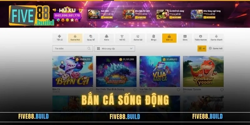 Nhiều game bắn cá thưởng khủng tại Five88