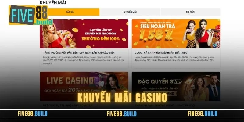 Khuyến Mãi Casino Five88 - Nhận Thưởng Không Giới Hạn